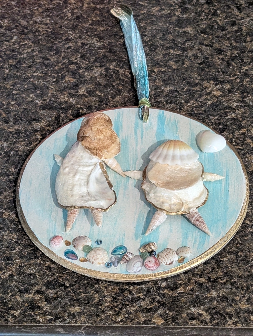 Seashell "Best Friends" "Mother Daughter"Wall Hanging - Blue Beach Décor 7"